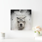 White French Poodle Pet Salon Wall Clock Vierkante Klok (Huis)