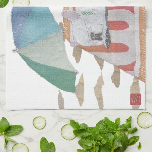 White Frenchie, French Bulldog, Pop Dog Art Theedoek (Gevouwen)