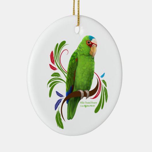 White Fronted Amazon Keramisch Ornament (Rechts)