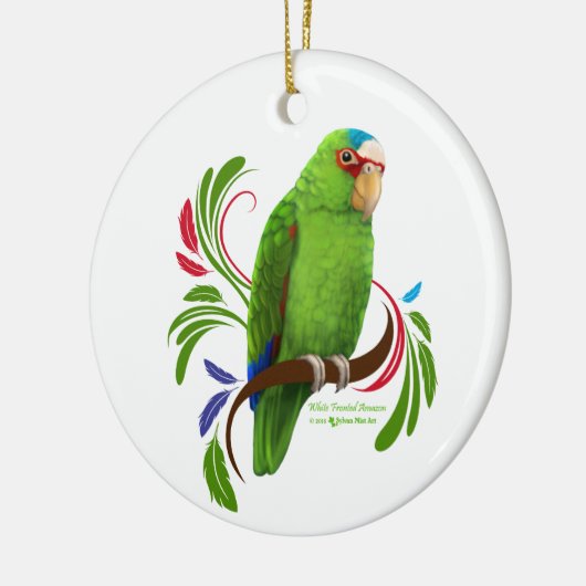 White Fronted Amazon Keramisch Ornament (Links)