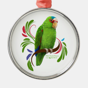 White Fronted Amazon Metalen Ornament