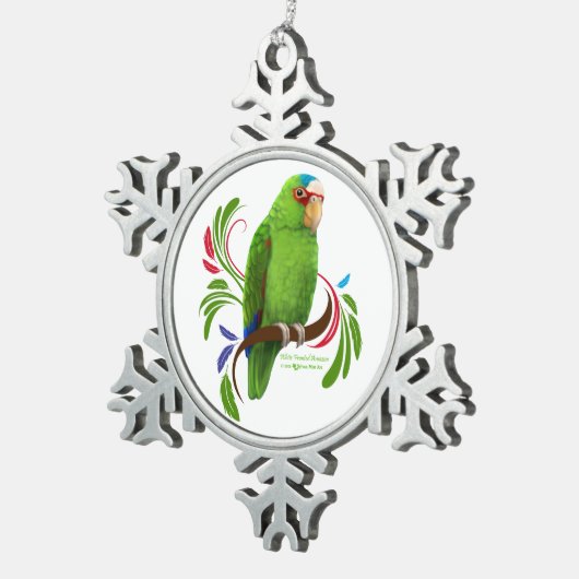 White Fronted Amazon Tin Sneeuwvlok Ornament (Rechts)