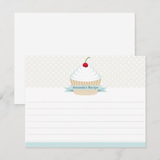 White Frosted Cupcake Recipcards Briefkaart (Voorkant / Achterkant)