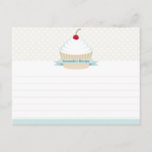 White Frosted Cupcake Recipcards Briefkaart (Voorkant)
