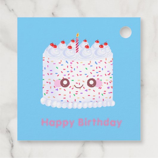 White Frosting Sprinkle Birthday Cake Bedankjes Labels (Achterkant)