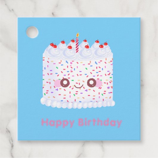 White Frosting Sprinkle Birthday Cake Bedankjes Labels (Voorkant)