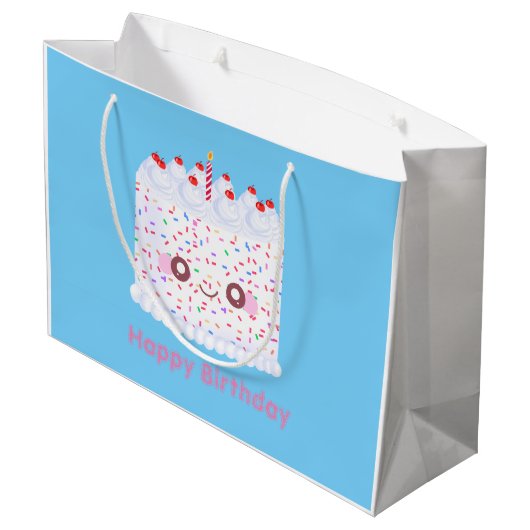 White Frosting Sprinkle Birthday Cake Groot Cadeauzakje (Achterkant Gekanteld)