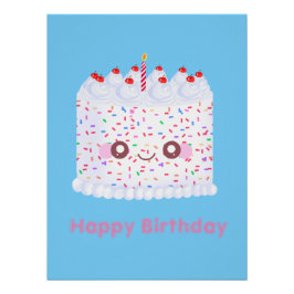 White Frosting Sprinkle Birthday Cake Perfect Poster