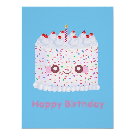 White Frosting Sprinkle Birthday Cake Perfect Poster (Voorkant)
