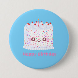White Frosting Sprinkle Birthday Cake Ronde Button 7,6 Cm