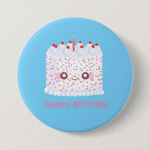 White Frosting Sprinkle Birthday Cake Ronde Button 7,6 Cm