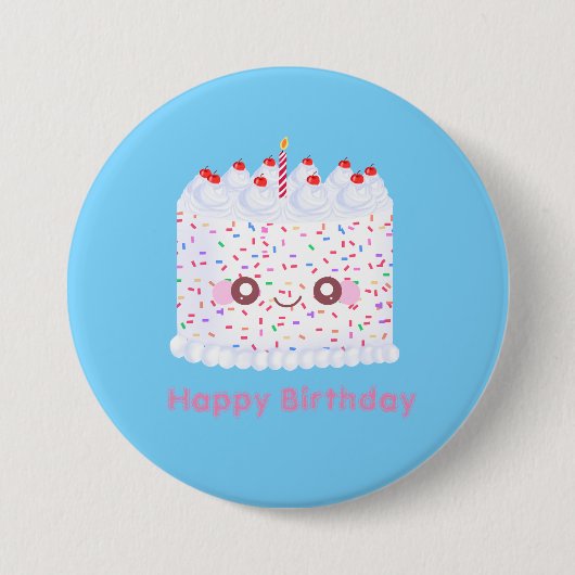 White Frosting Sprinkle Birthday Cake Ronde Button 7,6 Cm (Voorkant)