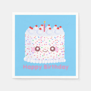 White Frosting Sprinkle Birthday Cake Servet
