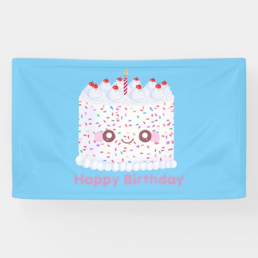 White Frosting Sprinkle Birthday Cake Spandoek (Horizontaal)