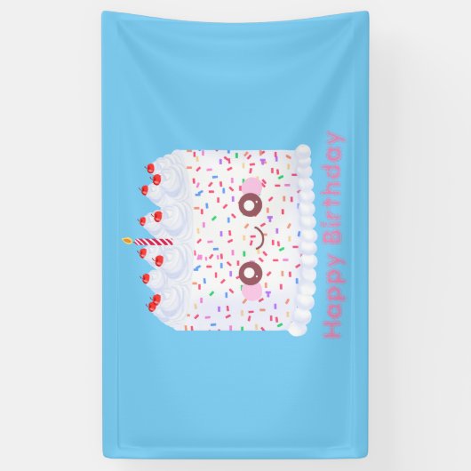 White Frosting Sprinkle Birthday Cake Spandoek (Verticaal)