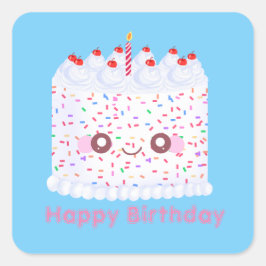 White Frosting Sprinkle Birthday Cake Vierkante Sticker