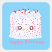 White Frosting Sprinkle Birthday Cake Vierkante Sticker (Voorkant)