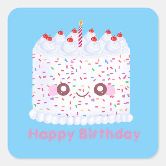 White Frosting Sprinkle Birthday Cake Vierkante Sticker (Voorkant)