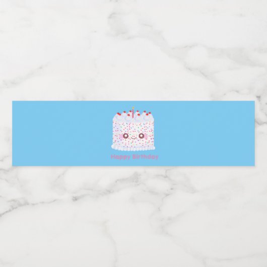 White Frosting Sprinkle Birthday Cake Waterfles Etiket (Enkel label)