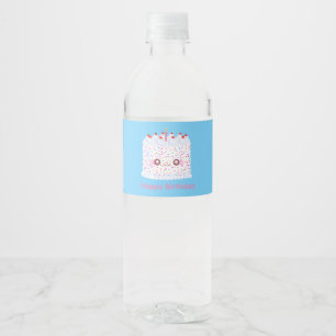 White Frosting Sprinkle Birthday Cake Waterfles Etiket