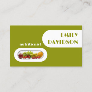 White Fruit Capsule Nutritionist Green Yellow Card Visitekaartje