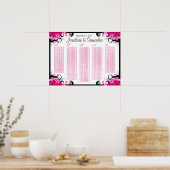 White Fuchsia Floral Wedding Table Seating Charts Poster (Keuken)