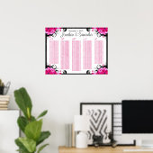 White Fuchsia Floral Wedding Table Seating Charts Poster (Thuiskantoor)