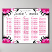 White Fuchsia Floral Wedding Table Seating Charts Poster (Voorkant)