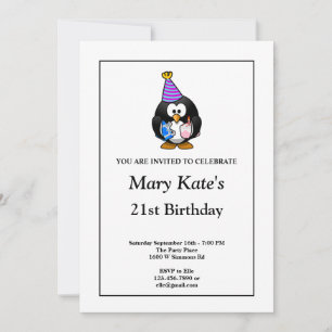 White Funny 21st Birthday Party Invitation Kaart