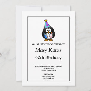 White Funny 40th Birthday Party Invitation Kaart