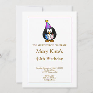 White Funny 40th Birthday Party Invitation Kaart