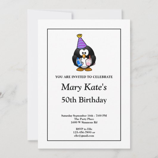 White Funny 50th Birthday Party Invitation Kaart (Voorkant)