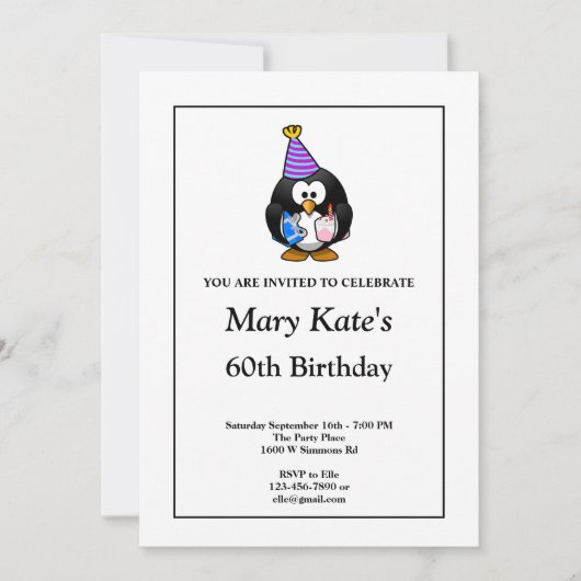 White Funny 60th Birthday Party Invitation Kaart (Voorkant)