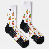 White Funny Fireman Chili Pattern Sokken (Rechts)