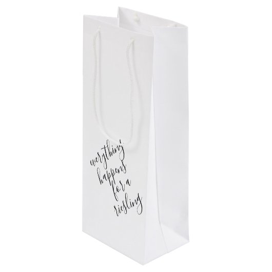 White Funny Wine Pun Wijn Cadeautas (Voorkant Gekanteld)