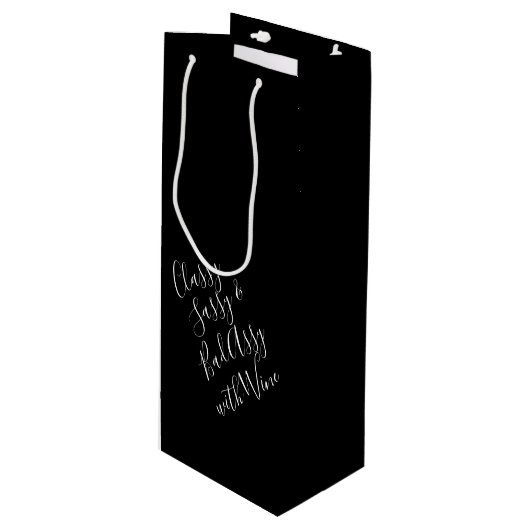 White Funny Wine Puns Wine Gift Bag Wijn Cadeautas (Voorkant Gekanteld)