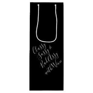 White Funny Wine Puns Wine Gift Bag Wijn Cadeautas
