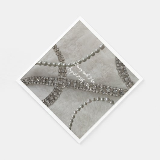White Fur Diamonds and Pearls Paper Napkins Servet (Hoek)