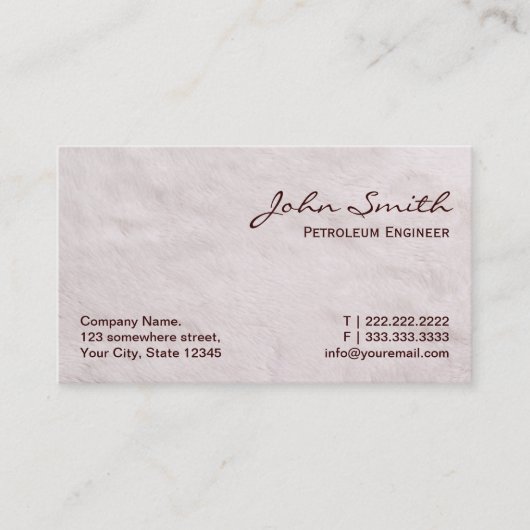 White Fur Petroleum Engineer Visitekaartje (Voorkant)