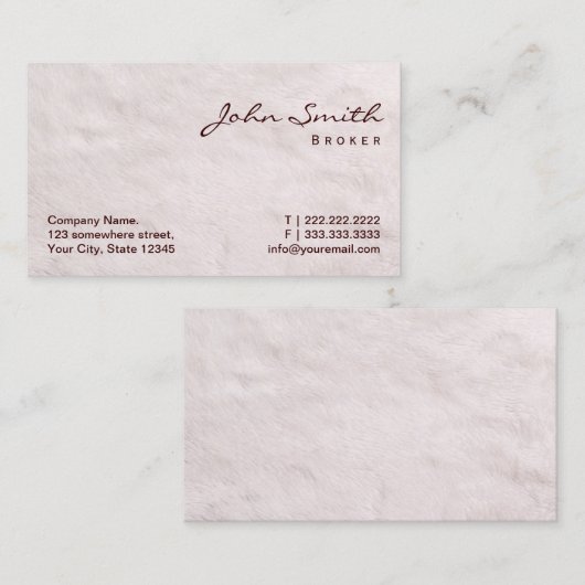 White Fur Real Estate Broker Visitekaartje (Voorkant / Achterkant)