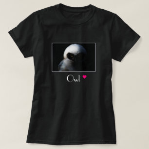 White Fuzzy Owl with Piercing Gaze T-shirt