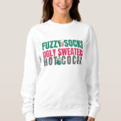 White Fuzzy Socks, Ugly Sweaters, Hot Cocoa Quote Trui (Voorkant)