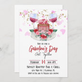 White Galentine's Day Invitation - Galentine Theme Kaart (Voorkant / Achterkant)