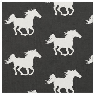 White Galloping Horse Pattern   Paardenliefhebber Stof