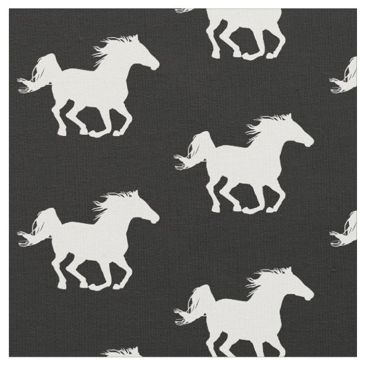 White Galloping Horse Pattern | Paardenliefhebber Stof (Close Up)