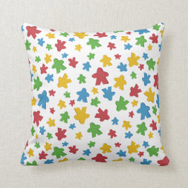 White Gamer Meeple Pattern Kussen