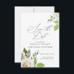 White Garden Floral Save the Date<br><div class="desc">Gewoon mooi,  behalve de datumaankondigingskaart met geverfde witte tuinbloemen.</div>