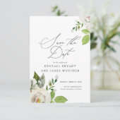 White Garden Floral Save the Date (Staand voorkant)