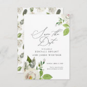 White Garden Floral Save the Date (Voorkant / Achterkant)