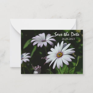 White Garden Flowers Cute Save the Date Card Notitiekaartje
